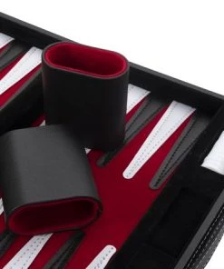 Longfield Backgammon 15, Rood/ Zwart/ Wit Gestikt