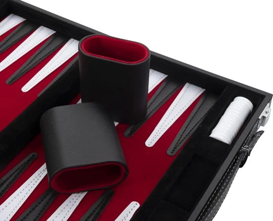 Longfield Backgammon 15, Rood/ Zwart/ Wit Gestikt 3 Longfield Backgammon 15, Rood/ Zwart/ Wit Gestikt