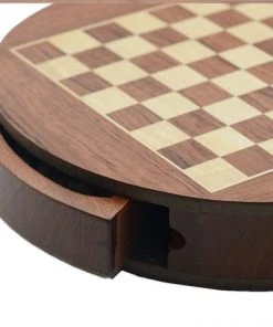 Pro-Care XL Rond Super De Luxe Walnoot Handgemaakt Schaakbord - Super Sized 33x33x6cm - Walnoot/Esdoorn - Walnoot Schaakstukken Wit En Zwart In Ingebouwde Laden - Schaken - Schaakspel - Chess -klassieke-spellen Winkel 550x447 4