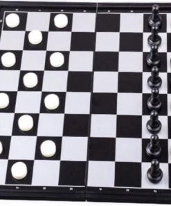 Merkloos Schaakbord | Dambord | Backgammon | 32 X 32 Cm | Schaakspel | Schaakset | Schaken | Dammen | Met Schaakstukken | 3-in-1 Bordspel | Chess | Plastic | Opklapbaar | Magnetisch -klassieke-spellen Winkel 550x451 5