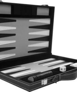 Longfield Backgammon 11 Inch Grijs/ Zwart/ Wit Gestikt -klassieke-spellen Winkel 550x452 4
