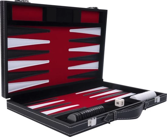 Longfield Backgammon 15, Rood/ Zwart/ Wit Gestikt 5 Longfield Backgammon 15, Rood/ Zwart/ Wit Gestikt - Afbeelding 3