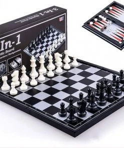 Shagam 3-in-1 Bordspel - 32 Cm - Plastic - Magnetisch - Schaakbord - Dambord - Backgammon - Schaakspel - Schaakset - Schaken - Dammen - Met Schaakstukken - Chess - Hout - Opklapbaar -klassieke-spellen Winkel 550x456 3