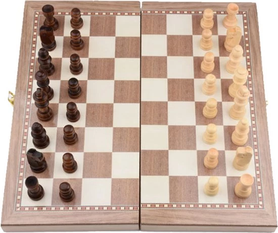Shagam 3-in-1 Bordspel - 49 Cm - Schaakbord - Dambord - Backgammon - Schaakspel - Schaakset - Schaken - Dammen - Met Schaakstukken - Chess - Hout - Opklapbaar 5 Shagam 3-in-1 Bordspel - 49 Cm - Schaakbord - Dambord - Backgammon - Schaakspel - Schaakset - Schaken - Dammen - Met Schaakstukken - Chess - Hout - Opklapbaar - Afbeelding 3