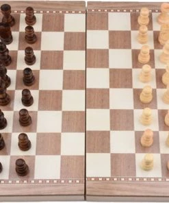 Shagam 3-in-1 Bordspel - 29 Cm - Schaakbord - Dambord - Backgammon - Schaakspel - Schaakset - Schaken - Dammen - Met Schaakstukken - Chess - Hout - Opklapbaar -klassieke-spellen Winkel 550x462 8