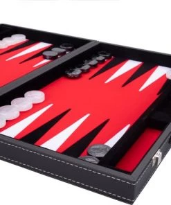 Longfield Backgammon 18inch, Rood/zwart/wit Ingelegd Vilt -klassieke-spellen Winkel 550x464