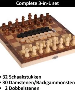 SuperiorShopping 3 In 1 Schaakset, Checkersbord En Backgammon Schaakspel Inclusief Schaakstukken En Stenen - Opklapbaar Schaakbord - Schaken - Dammen - 39 X 39 Cm -klassieke-spellen Winkel 550x468 1