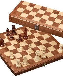 Philos Schaak Kassette Walnoot Groot Veld 42 Mm, Koningshoogte 80 Mm