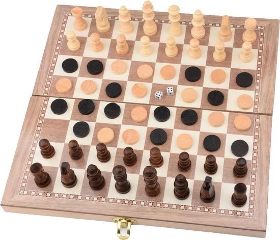 Shagam 3-in-1 Bordspel - 49 Cm - Schaakbord - Dambord - Backgammon - Schaakspel - Schaakset - Schaken - Dammen - Met Schaakstukken - Chess - Hout - Opklapbaar 14 Shagam 3-in-1 Bordspel - 49 Cm - Schaakbord - Dambord - Backgammon - Schaakspel - Schaakset - Schaken - Dammen - Met Schaakstukken - Chess - Hout - Opklapbaar - Afbeelding 12