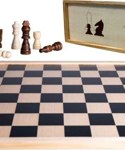 Clown Houten Schaakbord/dambord 40 X 40 Cm Met 32x Stuks Schaakstukken In Opbergkistje - Schaken En Dammen