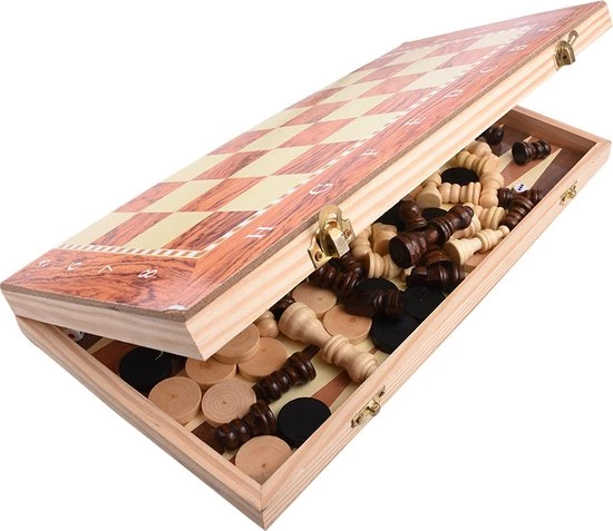 Merkloos Schaakbord | Dambord | Backgammon | 34 X 34 Cm | Schaakspel | Schaakset | Schaken | Dammen | Met Schaakstukken | 3-in-1 Bordspel | Chess | Hout | Opklapbaar 9 Merkloos Schaakbord | Dambord | Backgammon | 34 X 34 Cm | Schaakspel | Schaakset | Schaken | Dammen | Met Schaakstukken | 3-in-1 Bordspel | Chess | Hout | Opklapbaar - Afbeelding 7