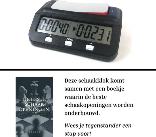 Wisely Schaakklok Digitaal - Schaken Met Bonus En Vertraging - Inclusief Gratis Batterij En Boekje Met Schaakopeningen 4 Wisely Schaakklok Digitaal - Schaken Met Bonus En Vertraging - Inclusief Gratis Batterij En Boekje Met Schaakopeningen - Afbeelding 2