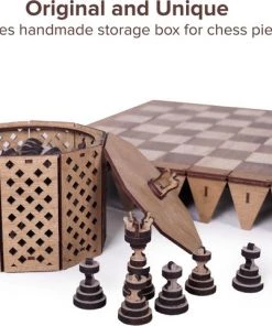 HappyWoods - Handgemaakt Plooibaar Schaakspel - Houten Schaakbord Met Schaak Stukken - Schaakset - Schaakspellen – Schaakspel Hout Volwassenen – Schaakborden Kinderen - 22 X 22cm -klassieke-spellen Winkel 550x482 7