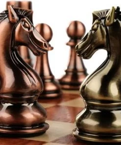 Pro-Care XL Super De Luxe Walnoot Handgemaakt Schaakbord Met Bronzen Stukken - Super Sized 35x35cm - Walnoot/Esdoorn - Brons Handmade Schaakstukken - Opvouwbaar Opbergsysteem - Schaken - Schaakspel - Chess -klassieke-spellen Winkel 550x487 3