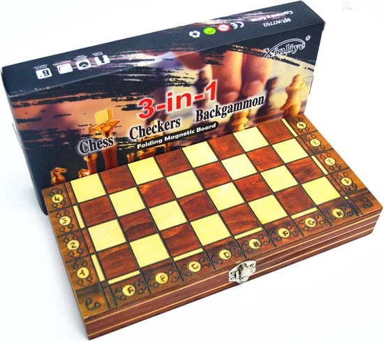 Shagam 3-in-1 Bordspel - 29 Cm - Magnetisch - Schaakbord - Dambord - Backgammon - Schaakspel - Schaakset - Schaken - Dammen - Met Schaakstukken - Chess - Hout - Opklapbaar 9 Shagam 3-in-1 Bordspel - 29 Cm - Magnetisch - Schaakbord - Dambord - Backgammon - Schaakspel - Schaakset - Schaken - Dammen - Met Schaakstukken - Chess - Hout - Opklapbaar - Afbeelding 7