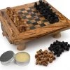 HappyWoods Schaakbord Groot – Schaakspel – Spellen – Spellen Voor Volwassenen – Bordspellen – 100% Natuurlijk Olijfhout