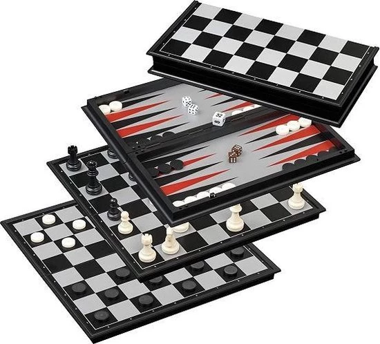 Philos Backgammon, Schaken & Dammen 3in1 Magnetisch 3 Philos Backgammon, Schaken & Dammen 3in1 Magnetisch