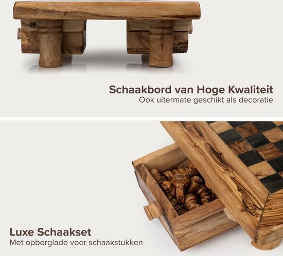 HappyWoods Schaakbord Groot – Schaakspel – Spellen – Spellen Voor Volwassenen – Bordspellen – 100% Natuurlijk Olijfhout 8 HappyWoods Schaakbord Groot – Schaakspel – Spellen – Spellen Voor Volwassenen – Bordspellen – 100% Natuurlijk Olijfhout - Afbeelding 6