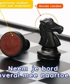 Allerion® Allerion 3-in-1 Schaakbord Set – Schaken, Dammen, Backgammon – Magnetisch Schaakbord – Reis Spel – 25cm X 25cm -klassieke-spellen Winkel 550x506