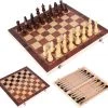 Flokoo Schaakbord Hout 3-in-1 Bord: Schaken, Dammen & Backgammon -klassieke-spellen Winkel 550x508 3