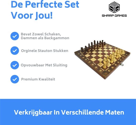Merkloos Schaakbord | Dambord | Backgammon | 29 X 29 Cm | Schaakspel | Schaakset | Schaken | Dammen | Met Schaakstukken | 3-in-1 Bordspel | Chess | Hout | Opklapbaar 5 Merkloos Schaakbord | Dambord | Backgammon | 29 X 29 Cm | Schaakspel | Schaakset | Schaken | Dammen | Met Schaakstukken | 3-in-1 Bordspel | Chess | Hout | Opklapbaar - Afbeelding 3