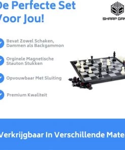 Shagam 3-in-1 Bordspel - 32 Cm - Plastic - Magnetisch - Schaakbord - Dambord - Backgammon - Schaakspel - Schaakset - Schaken - Dammen - Met Schaakstukken - Chess - Hout - Opklapbaar -klassieke-spellen Winkel 550x511 18