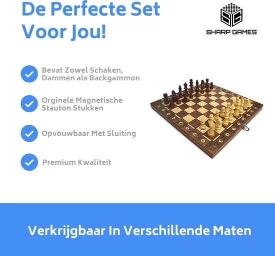 Shagam 3-in-1 Bordspel - 29 Cm - Magnetisch - Schaakbord - Dambord - Backgammon - Schaakspel - Schaakset - Schaken - Dammen - Met Schaakstukken - Chess - Hout - Opklapbaar 11 Shagam 3-in-1 Bordspel - 29 Cm - Magnetisch - Schaakbord - Dambord - Backgammon - Schaakspel - Schaakset - Schaken - Dammen - Met Schaakstukken - Chess - Hout - Opklapbaar - Afbeelding 9