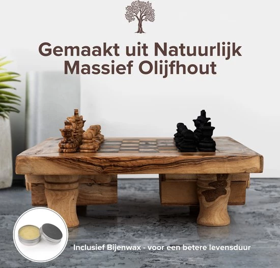 HappyWoods Schaakbord Groot – Schaakspel – Spellen – Spellen Voor Volwassenen – Bordspellen – 100% Natuurlijk Olijfhout 9 HappyWoods Schaakbord Groot – Schaakspel – Spellen – Spellen Voor Volwassenen – Bordspellen – 100% Natuurlijk Olijfhout - Afbeelding 7