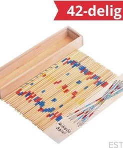 ESTARK Mikado Spel - Houten Mikado Game - Luxe Edition - 42-delig - In Houten Kistje - Met Spelregels - 20CM - Spel Houten Stokjes - Gezelschapsspel - MIKADO