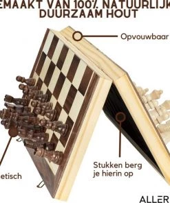 Allerion? Allerion Luxe Schaak Set - 100% Hout - 38cm X 38cm - In Opbergkoffer - Inclusief 2 Extra Dames En Instructieboekje -klassieke-spellen Winkel 550x533