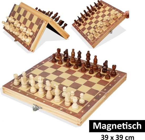 Merkloos Magnetisch Schaakbord Met Schaakstukken - Schaakset - Schaakspel - Co Rdinaten- Opklapbaar - 39 X 39 Cm 3 Merkloos Magnetisch Schaakbord Met Schaakstukken - Schaakset - Schaakspel - Co Rdinaten- Opklapbaar - 39 X 39 Cm