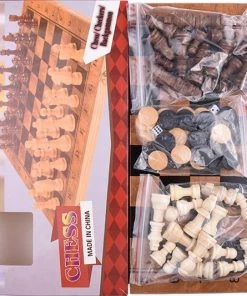 Shagam 3-in-1 Bordspel - 29 Cm - Schaakbord - Dambord - Backgammon - Schaakspel - Schaakset - Schaken - Dammen - Met Schaakstukken - Chess - Hout - Opklapbaar -klassieke-spellen Winkel 550x533 9