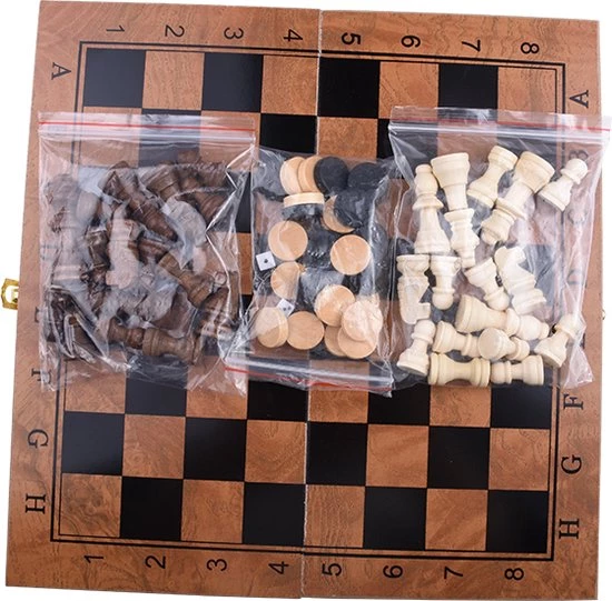 Merkloos Schaakbord | Dambord | Backgammon | 29 X 29 Cm | Schaakspel | Schaakset | Schaken | Dammen | Met Schaakstukken | 3-in-1 Bordspel | Chess | Hout | Opklapbaar 6 Merkloos Schaakbord | Dambord | Backgammon | 29 X 29 Cm | Schaakspel | Schaakset | Schaken | Dammen | Met Schaakstukken | 3-in-1 Bordspel | Chess | Hout | Opklapbaar - Afbeelding 4