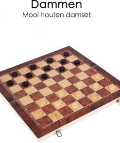 Flokoo Schaakbord Hout 3-in-1 Bord: Schaken, Dammen & Backgammon -klassieke-spellen Winkel 550x542 4
