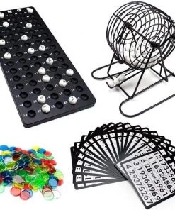 Merkloos Bingo Spel - Bingomolen - Bingoballen - Bingo Kaarten - Fiches - Spelbord - Bingo Molen - Metaal - Lotto Kinderspel -klassieke-spellen Winkel 550x546