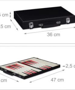Relaxdays Backgammon Koffer - Bordspel - Tric Track - Strategiespel - Triktrak - Zwart -klassieke-spellen Winkel 550x549 10