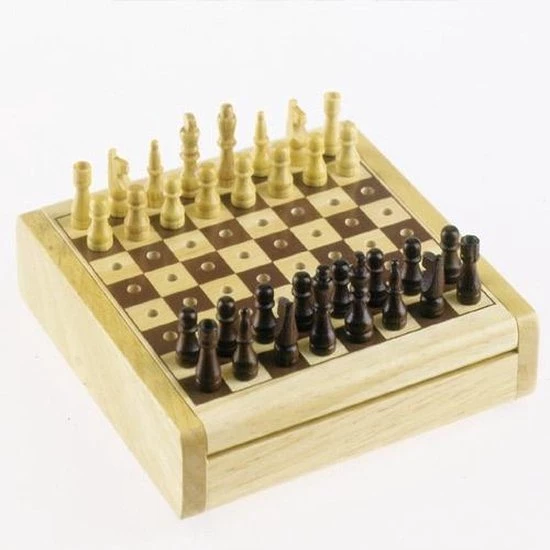 Longfield POCKET CHESS RUBBER WOOD 12 X 12 CM - KING 21 MM 3 Longfield POCKET CHESS RUBBER WOOD 12 X 12 CM - KING 21 MM
