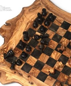 HappyWoods - Handgemaakte Olijfhouten Rustic Schaakspel - 49 Cm - Olijfhouten Schaakbord Met Schaak Stukken - Schaakset - Schaakspellen Schaakspel Hout Volwassenen Schaakborden Kinderen - Cadeau (+ Gratis Beeswax ) -klassieke-spellen Winkel 550x550 122