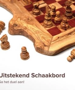 HappyWoods - Handgemaakte Olijfhouten Rustic Schaakspel - Rood 49 Cm - Olijfhouten Schaakbord Met Schaak Stukken - Schaakset - Schaakspellen Schaakspel Hout Volwassenen Schaakborden Kinderen - Cadeau (+ Gratis Beeswax ) -klassieke-spellen Winkel 550x550 136