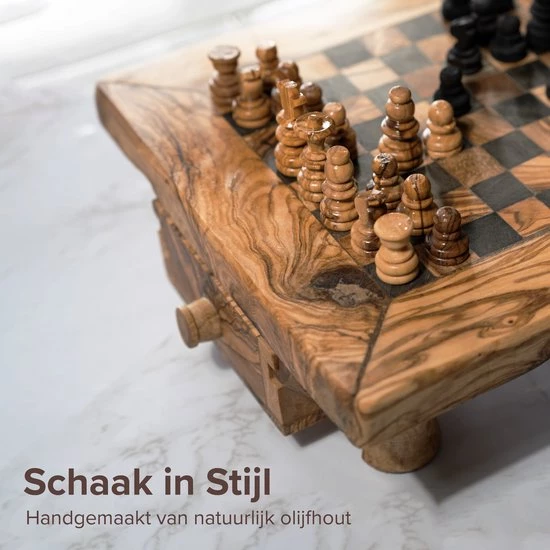 HappyWoods Schaakbord Groot – Schaakspel – Spellen – Spellen Voor Volwassenen – Bordspellen – 100% Natuurlijk Olijfhout 5 HappyWoods Schaakbord Groot – Schaakspel – Spellen – Spellen Voor Volwassenen – Bordspellen – 100% Natuurlijk Olijfhout - Afbeelding 3