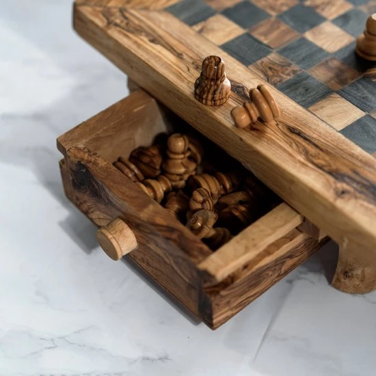 HappyWoods Schaakbord Groot – Schaakspel – Spellen – Spellen Voor Volwassenen – Bordspellen – 100% Natuurlijk Olijfhout 6 HappyWoods Schaakbord Groot – Schaakspel – Spellen – Spellen Voor Volwassenen – Bordspellen – 100% Natuurlijk Olijfhout - Afbeelding 4