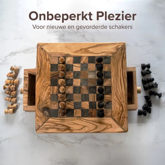 HappyWoods Schaakbord Klein – Schaakspel – Spellen – Spellen Voor Volwassenen – Bordspellen – 100% Natuurlijk Olijfhout 6 HappyWoods Schaakbord Klein – Schaakspel – Spellen – Spellen Voor Volwassenen – Bordspellen – 100% Natuurlijk Olijfhout - Afbeelding 4