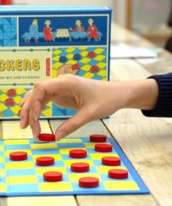 Kikkerland Damspel - Retro Print - 30x30cm -klassieke-spellen Winkel 550x550 330