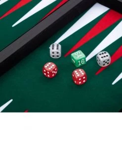 Longfield Backgammon 18 Inch Groen/rood/wit Ingelegd Vilt