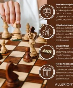 Allerion? Allerion Luxe Schaak Set - 100% Hout - 38cm X 38cm - In Opbergkoffer - Inclusief 2 Extra Dames En Instructieboekje -klassieke-spellen Winkel 550x550 9