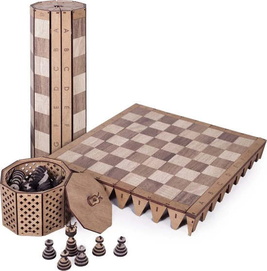 HappyWoods - Handgemaakt Plooibaar Schaakspel - Houten Schaakbord Met Schaak Stukken - Schaakset - Schaakspellen Schaakspel Hout Volwassenen Schaakborden Kinderen - 16 X 16cm 3 HappyWoods - Handgemaakt Plooibaar Schaakspel - Houten Schaakbord Met Schaak Stukken - Schaakset - Schaakspellen Schaakspel Hout Volwassenen Schaakborden Kinderen - 16 X 16cm