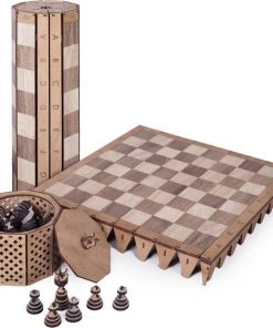 HappyWoods - Handgemaakt Plooibaar Schaakspel - Houten Schaakbord Met Schaak Stukken - Schaakset - Schaakspellen Schaakspel Hout Volwassenen Schaakborden Kinderen - 36 X 36cm