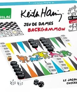 Vilac Backgammon & Checkers Set By Keith Haring