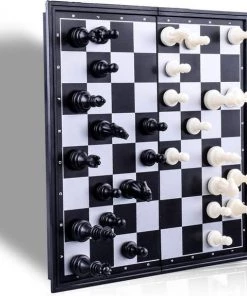 Merkloos Schaakbord | Dambord | Backgammon | 32 X 32 Cm | Schaakspel | Schaakset | Schaken | Dammen | Met Schaakstukken | 3-in-1 Bordspel | Chess | Plastic | Opklapbaar | Magnetisch -klassieke-spellen Winkel 550x574 1