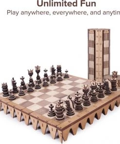 HappyWoods - Handgemaakt Plooibaar Schaakspel - Houten Schaakbord Met Schaak Stukken - Schaakset - Schaakspellen Schaakspel Hout Volwassenen Schaakborden Kinderen - 36 X 36cm -klassieke-spellen Winkel 550x576 3